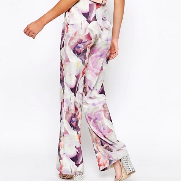 True Violet Floral Print Palazzo Pant (UK12/US8) - Picture 2 of 14